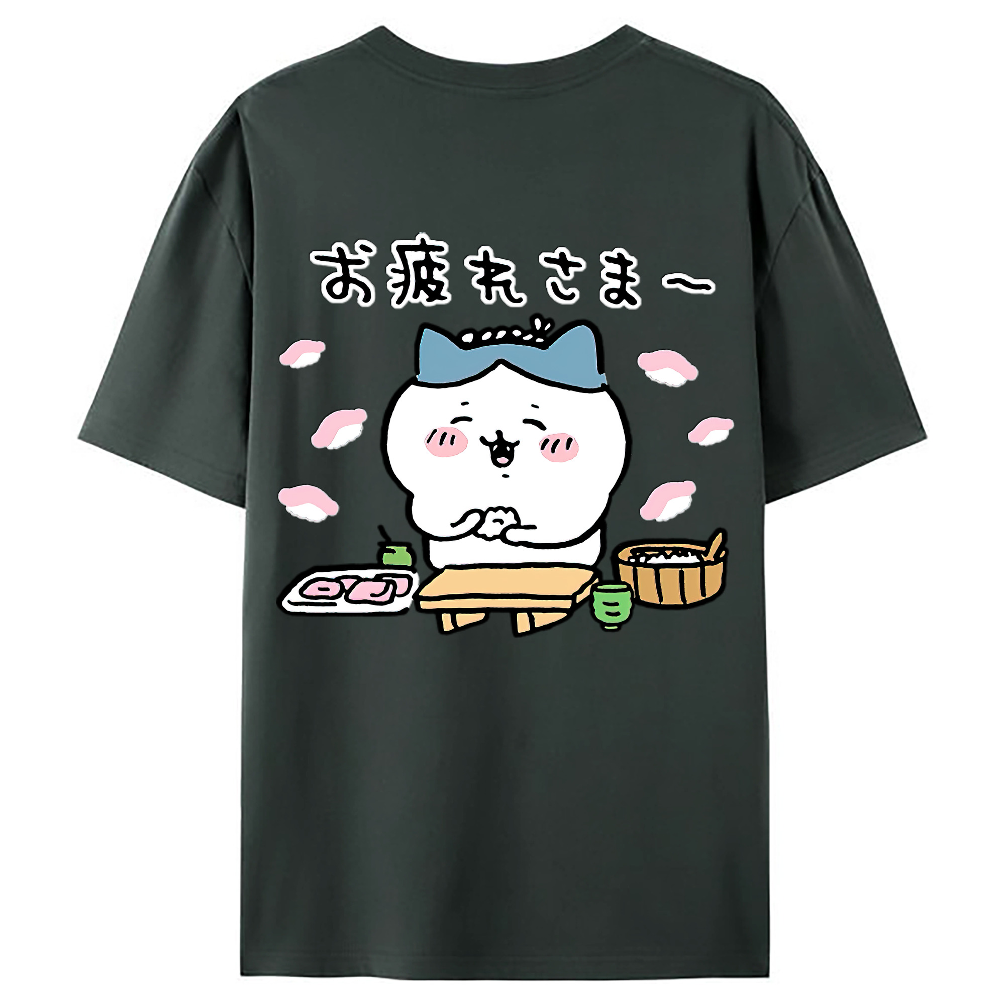 （画像用） ちいかわ ハチワレ Chii-kawa hachiware 綿100％ メンズ半袖Tシャツ（バックプリント） 通気性